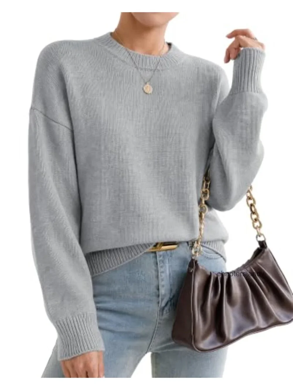 Cashmere Crewneck Oversized Pullover Sweater Womens Cozy Fall Winter Knit Top